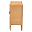 Pemberly Row Light Honey Rattan 2-Shelf Storage Cabinet with Doors