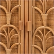Pemberly Row Light Honey Rattan 2-Shelf Storage Cabinet with Doors