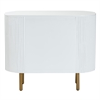 Pemberly Row White Fluted Wood and Gold Metal 3-Drawer Dresser