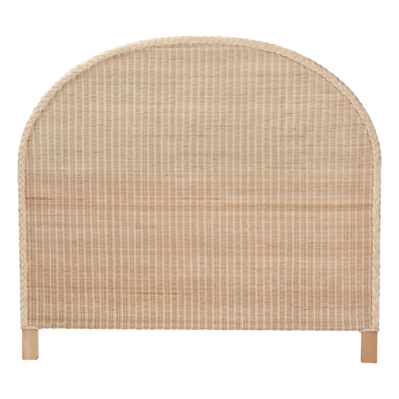 Pemberly Row Sun-Bleached Rattan Queen Standalone Headboard with Half-Moon Shape