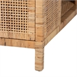 Pemberly Row Light Honey Rattan and Wood Square Coffee Table with Shelf