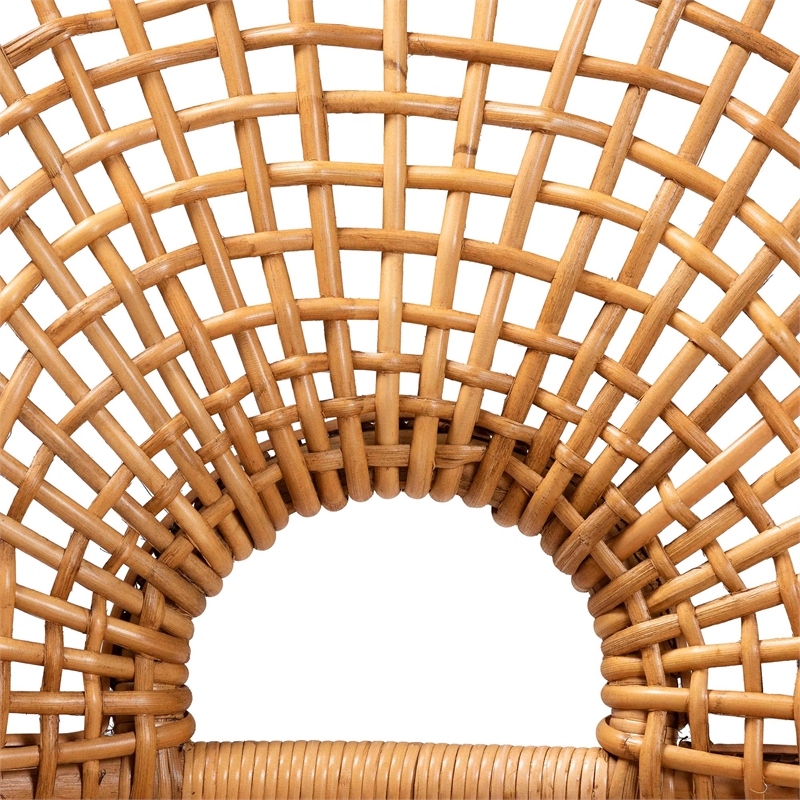 Pemberly Row Natural Rattan Openwork Arm Chair with Curved Legs