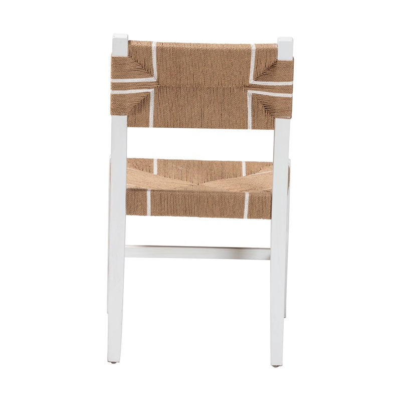 Pemberly Row Paper Loom and White Mahogany Wood Dining Chair