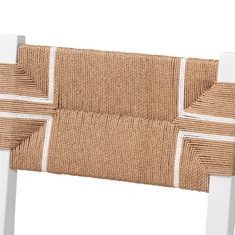 Pemberly Row Paper Loom and White Mahogany Wood Dining Chair