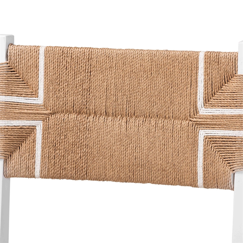 Pemberly Row Paper Loom and White Mahogany Wood 2-Piece Bar Stool Set