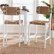 Pemberly Row Paper Loom and White Mahogany Wood 2-Piece Bar Stool Set