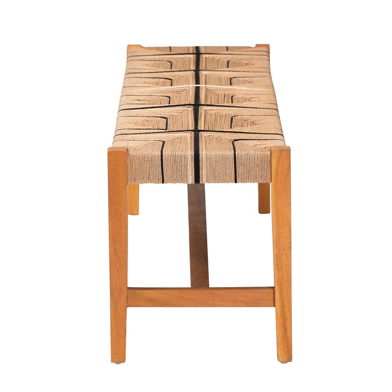 Pemberly Row Paper Loom and Natural Mahogany Wood Dining Bench
