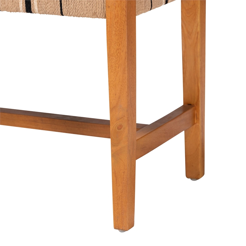 Pemberly Row Paper Loom and Natural Mahogany Wood Dining Bench