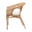 Pemberly Row Natural Rattan Dining Chair with Braided Outline and Cushion