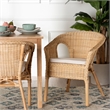 Pemberly Row Natural Rattan Dining Chair with Braided Outline and Cushion