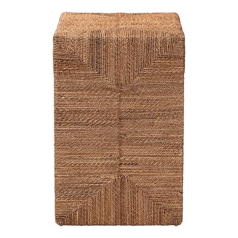 Pemberly Row Natural Seagrass and Acacia Wood 3-Shelf End Table