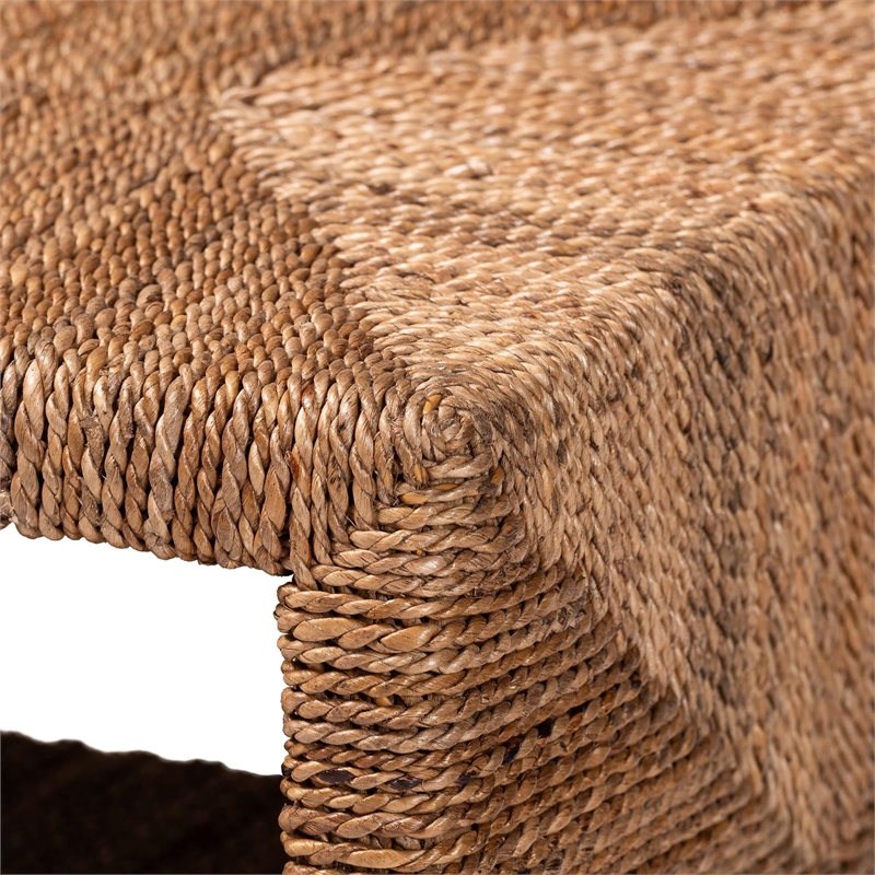 Pemberly Row Natural Seagrass and Acacia Wood 3-Shelf End Table