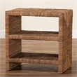 Pemberly Row Natural Seagrass and Acacia Wood 3-Shelf End Table