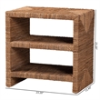 Pemberly Row Natural Seagrass and Acacia Wood 3-Shelf End Table
