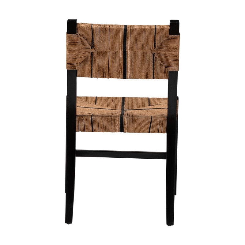 Pemberly Row Paper Loom and Black Mahogany Wood Dining Chair