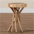 Pemberly Row Contemporary Natural Teak and Mungur Wood Round End Table