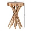 Pemberly Row Contemporary Natural Teak and Mungur Wood Round End Table