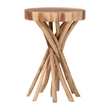 Pemberly Row Contemporary Natural Teak and Mungur Wood Round End Table