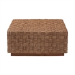 Pemberly Row Natural Seagrass and Acacia Wood Square Coffee Table