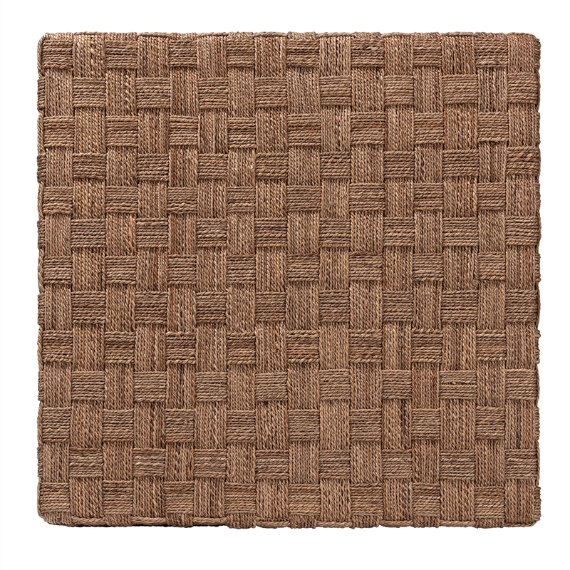 Pemberly Row Natural Seagrass and Acacia Wood Square Coffee Table