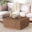 Pemberly Row Natural Seagrass and Acacia Wood Square Coffee Table