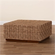 Pemberly Row Natural Seagrass and Acacia Wood Square Coffee Table