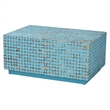 Pemberly Row Blue Coconut Shell and Acacia Wood Rectangular Coffee Table