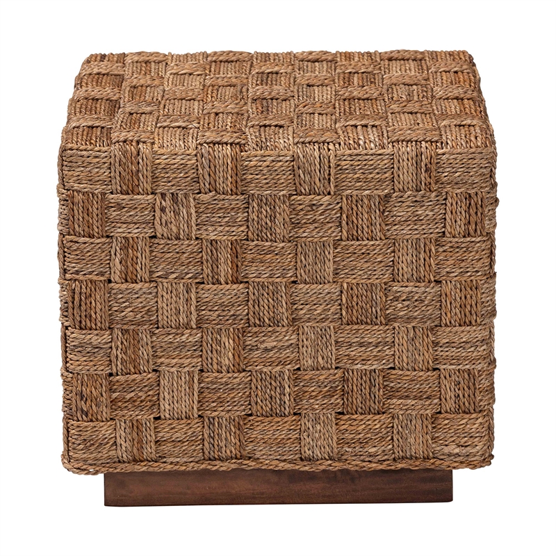 Pemberly Row Natural Seagrass and Acacia Wood Square End Table