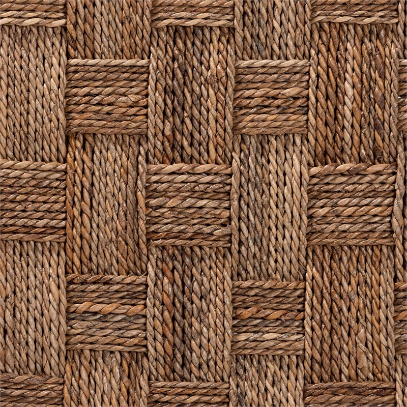 Pemberly Row Natural Seagrass and Acacia Wood Square End Table