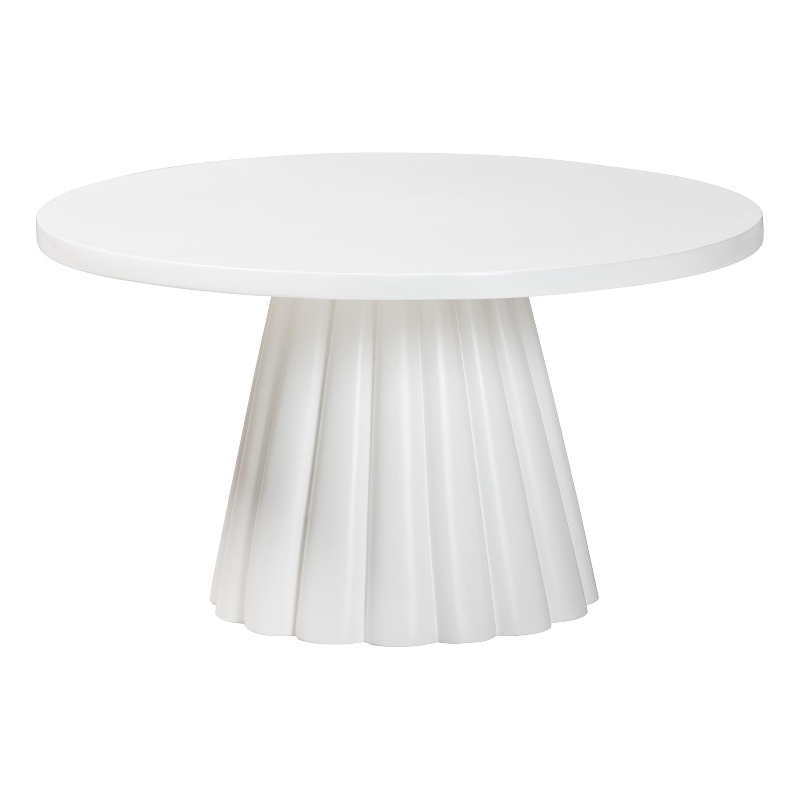 Pemberly Row Contemporary Round Coffee Table with Fluted Pedestal Base