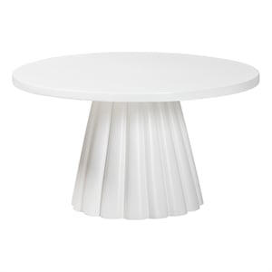 Pemberly Row Contemporary Round Coffee Table with Fluted Pedestal Base