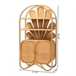 Pemberly Row Natural Rattan Peacock Fan Storage Cabinet with Arched Top