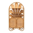 Pemberly Row Natural Rattan Peacock Fan Storage Cabinet with Arched Top
