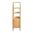 Pemberly Row Natural Rattan Peacock Fan Storage Cabinet with Arched Top