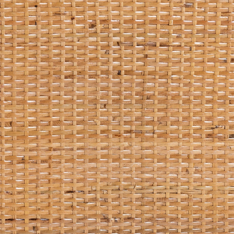 Pemberly Row Natural Rattan Peacock Fan Storage Cabinet with Arched Top