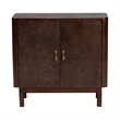 Pemberly Row Dark Walnut Burl Wood Storage Cabinet with Brass Handles
