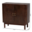 Pemberly Row Dark Walnut Burl Wood Storage Cabinet with Brass Handles