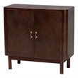 Pemberly Row Dark Walnut Burl Wood Storage Cabinet with Brass Handles