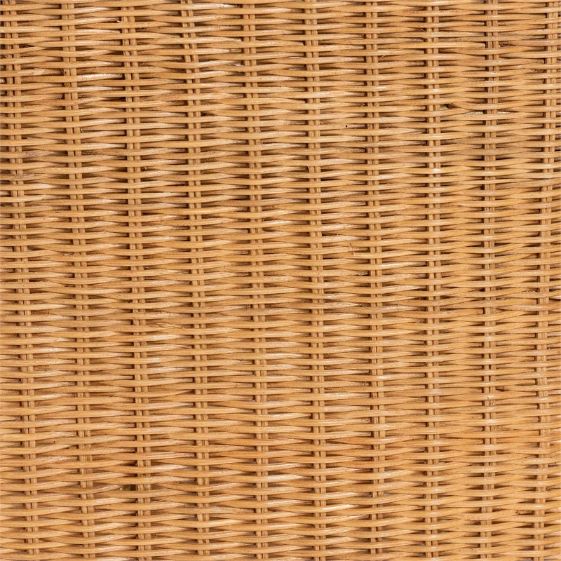 Pemberly Row Natural Rattan Barrel Dining Chair with Removable Cushion