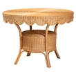 Pemberly Row Natural Rattan 5-Piece Dining Set with Scalloped Round Table