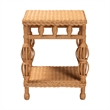 Pemberly Row Natural Rattan End Table with Braided Detail and Open Shelf