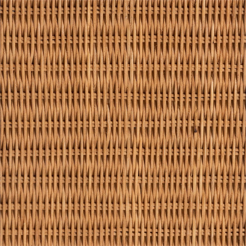 Pemberly Row Natural Rattan End Table with Braided Detail and Open Shelf