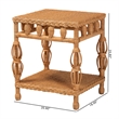 Pemberly Row Natural Rattan End Table with Braided Detail and Open Shelf