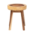 Pemberly Row Solid Suar Wood Round End Table with Tapered Legs