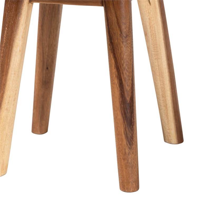 Pemberly Row Solid Suar Wood Round End Table with Tapered Legs