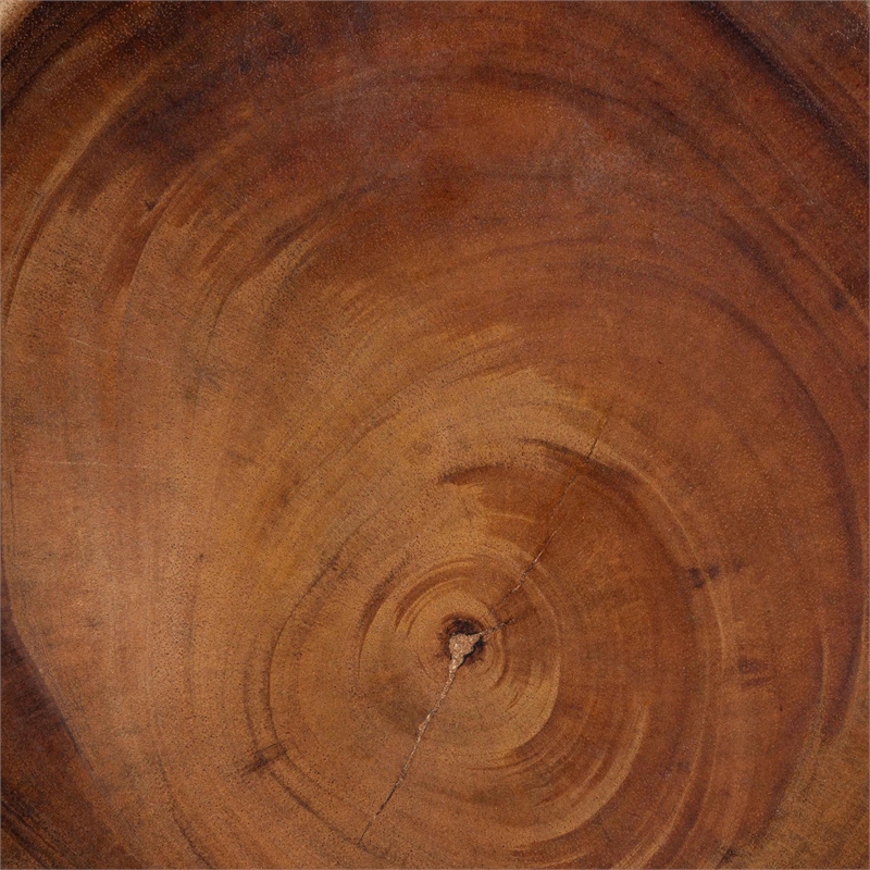 Pemberly Row Solid Suar Wood Round End Table with Tapered Legs