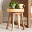 Pemberly Row Solid Suar Wood Round End Table with Tapered Legs