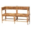 Pemberly Row Natural Rattan and Seagrass Bench with Geometric Woven Seats