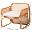 Pemberly Row Natural Rattan Armchair with Woven Panels and Removable Cushion