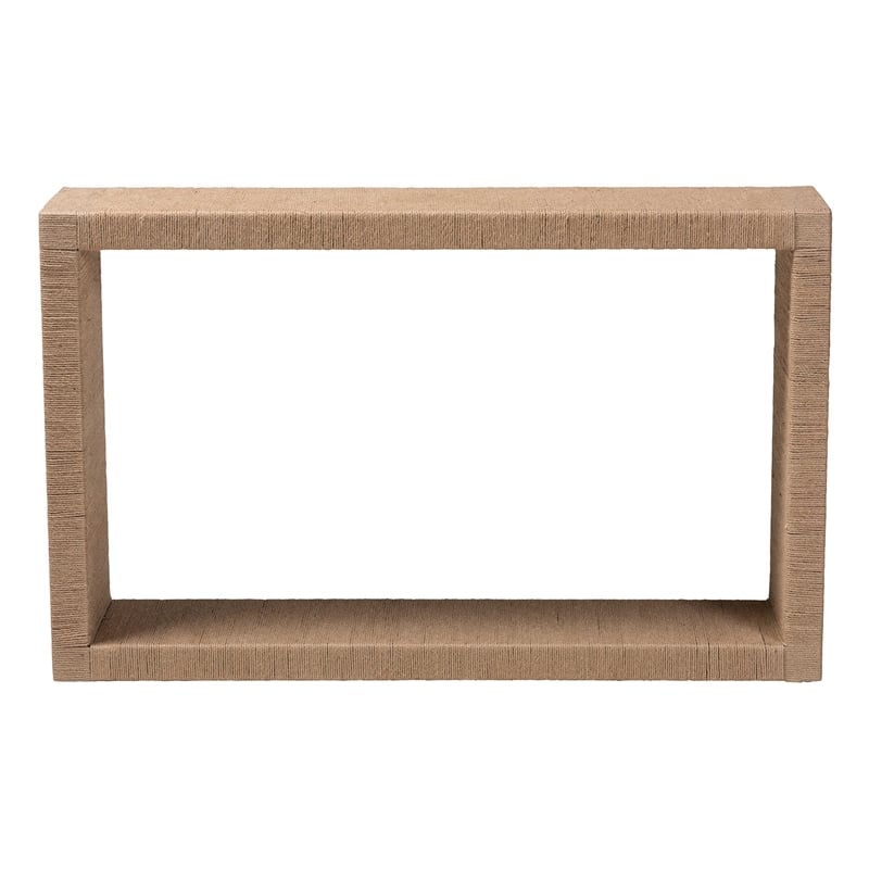 Pemberly Row Handwoven Jute Console Table with Open Shelf and Clean Lines